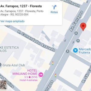 Localizacao da Treinacentro na Av Farrapos 1237 Porto Alegre RS CEP 90220-004